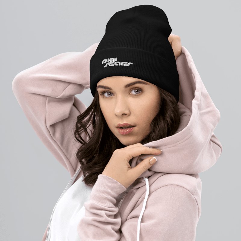 Black Cuffed Beanie - Winter Hat for Men and Women - DIGISTARS
